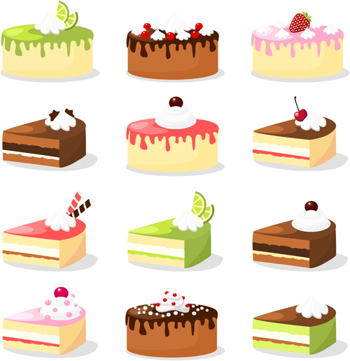 Various sweet cakes set vector 05 Various sweet cakes   