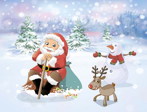 Cartoon santa with christmas gift elements vector 04 santa elements christmas cartoon   