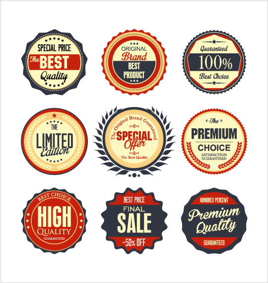 Vintage premium quality labels colored vector 04 vintage quality premium labels colored   