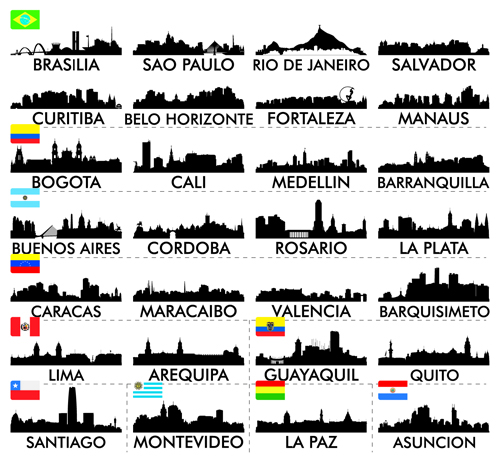 Big cities silhouette set vector 03 silhouette cities big   