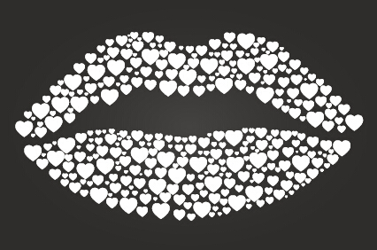 Chalkboard lips with heart vector lips heart chalkboard   