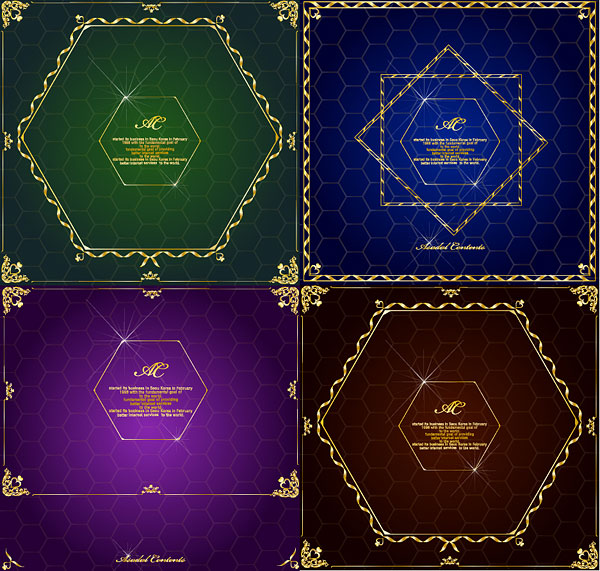 Golden Border frame 4 vector starlight Shape polygon pattern Noble lace honeycomb gorgeous golden flash diamond border background   