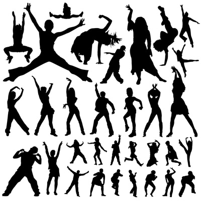 People dance silhouette vector art 02 silhouette figure dancing cheering   