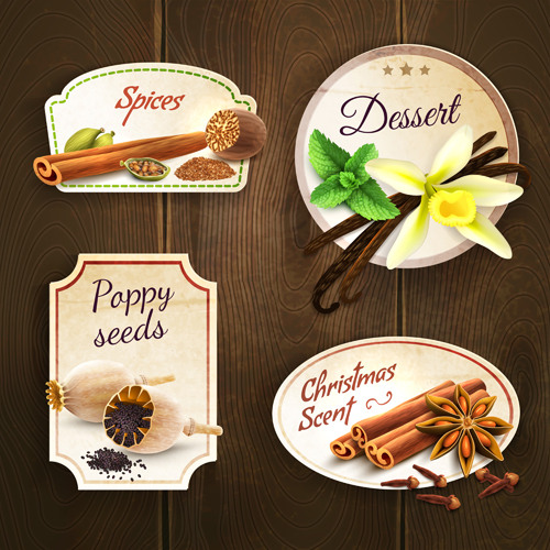 Different spices vector labels 02 spices labels different   