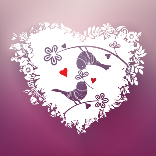 Romantic birds with floral hearts vector 04 romantic hearts floral birds   