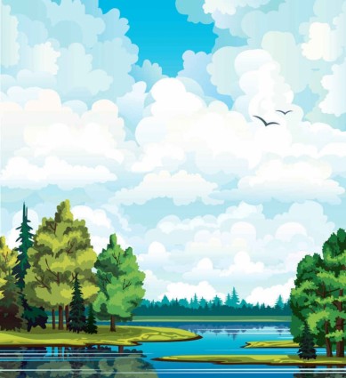 Natural cartoon landscapes background vector 01 landscapes cartoon background   