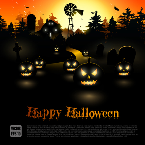 Happy Halloween backgrounds vector set 03 happy halloween backgrounds background   