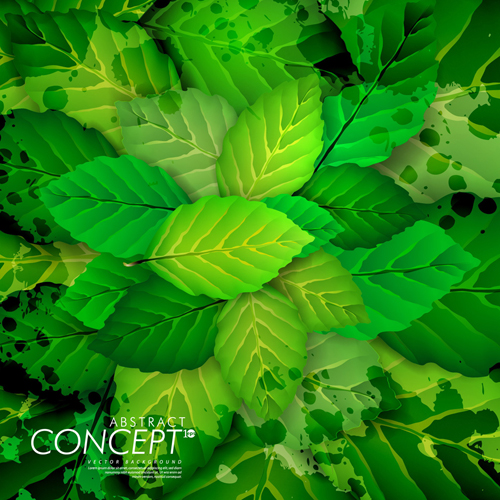 Green leaves concept background elements vector 01 leaves green concept background   