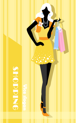 Beautiful shopping girl vector material 01 vector material shopping material beautiful   