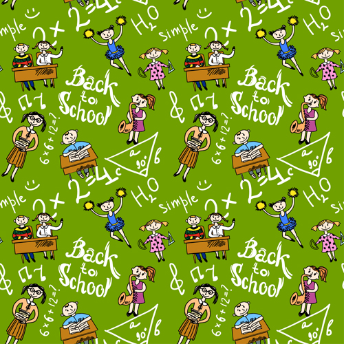 School elements with students seamless pattern vector 01 students seamless school pattern vector pattern   