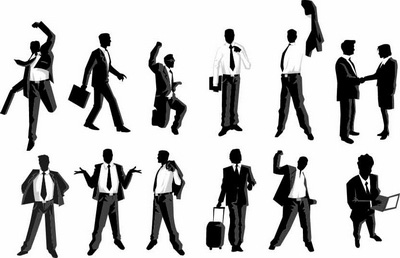 Male managers 2 design elements vector white-collar workers talent men business people black and white   