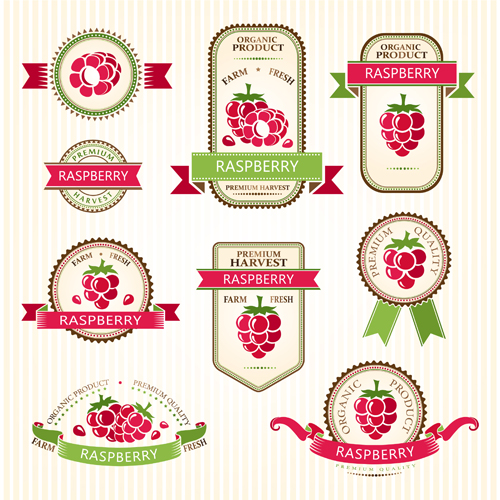 Delicate fruits labels vector material set 09 labels fruits delicate   