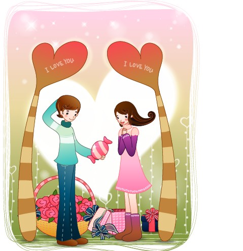 Elements of Romantic cartoon Lovers vector set 18 romantic lovers elements element cartoon   