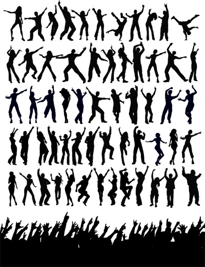 People dance silhouette vector art 01 silhouette figure dancing cheering   