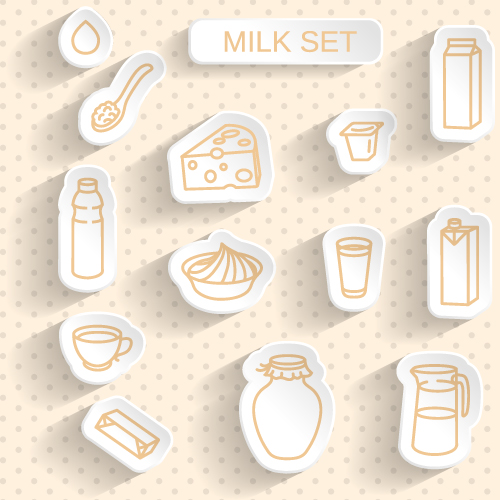 Milk stickers vector set stickers milk   