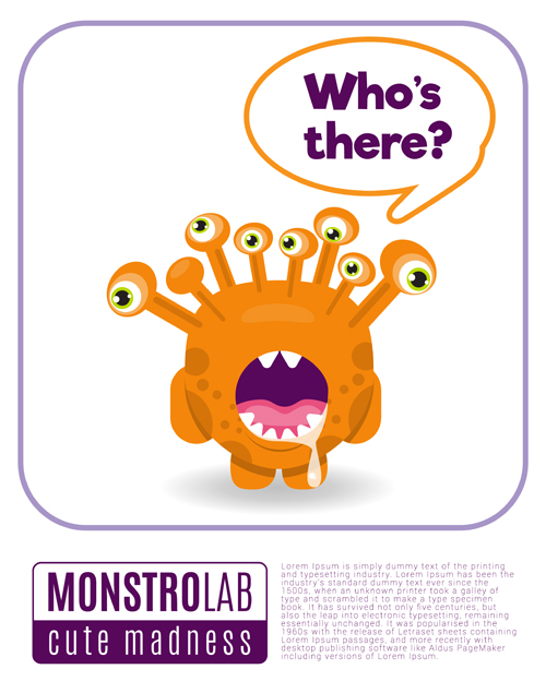 Cartoon madness monster with text box vector 01 text monster madness cartoon box   