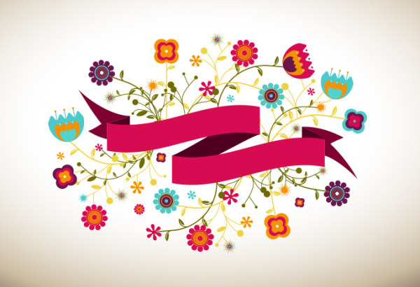 Cartoon flowers and ribbon vector free ribbon flower cartoon   