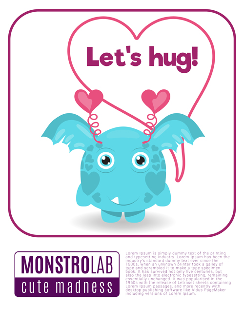 Cartoon madness monster with text box vector 12 text monster madness cartoon box   