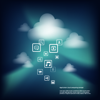 Icons and Cloud background vector 04 icons cloud background background vector   