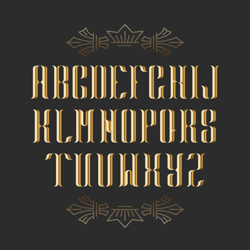 Dark golden alphabet design vectors golden dark alphabet   