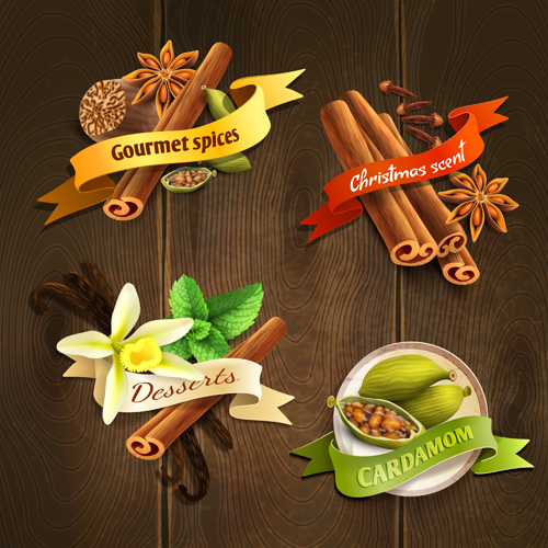 Different spices vector labels 01 spices labels different   