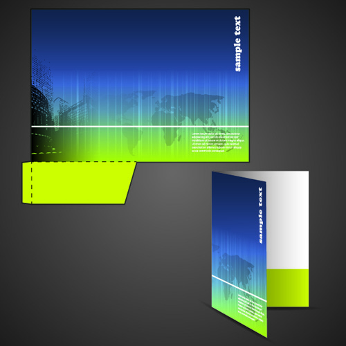 Vector Template of Corporate folder with die cut set 03 template folder die cut corporate   