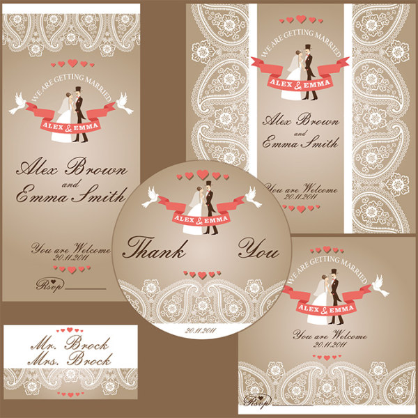 Classic wedding Invitation kit vector wedding kit invitation classic   