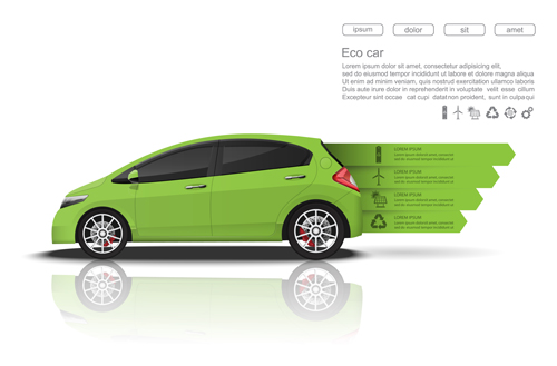 Eco car infographics vectors 01 infographics eco car   