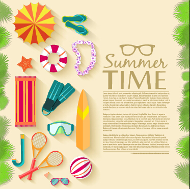 Summer travel elements set vector background 04 Vector Background travel summer elements element   