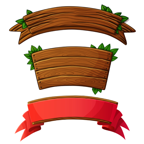 Different shapes wooden banners vector 01 wooden shapes different banners   