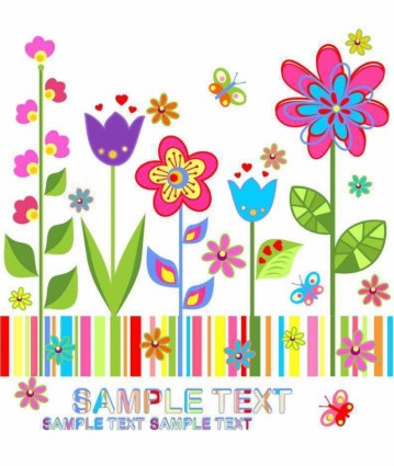 Cute spring floral background vector set 02 spring material floral background   