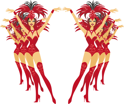 Set of Show Girl design elements vector 01 show girl elements element   