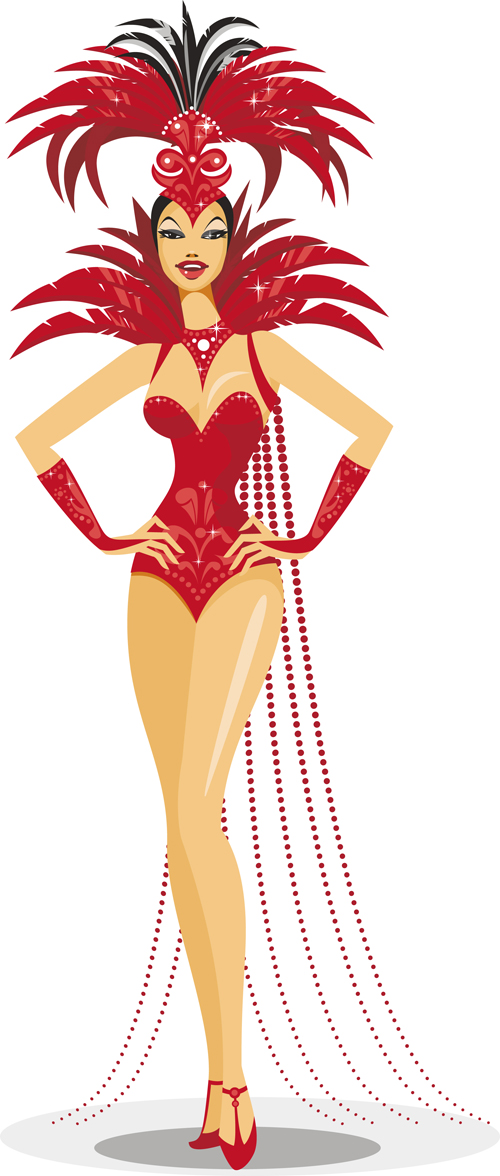 Set of Show Girl design elements vector 04 show girl elements element   