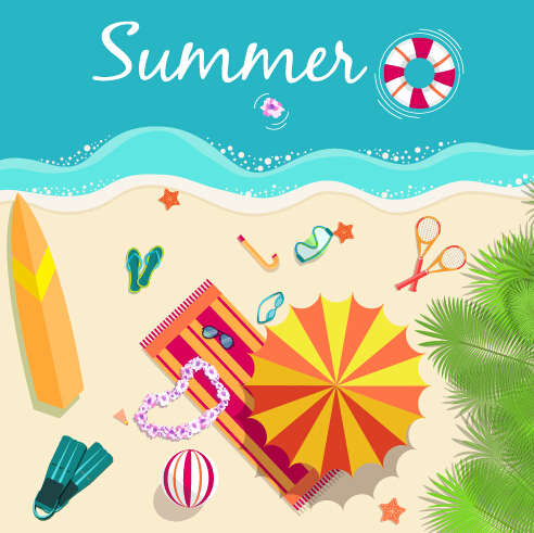 Summer travel elements set vector background 05 travel summer elements element background   