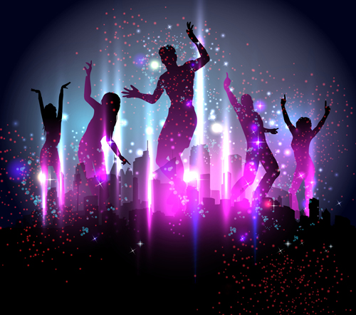 Dancing people with party design vector set 01 people party dancing Dancing people with party design vector set 01 people party dancing