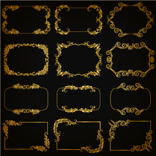 Gold frame shiny vector set 02 shiny gold frame   