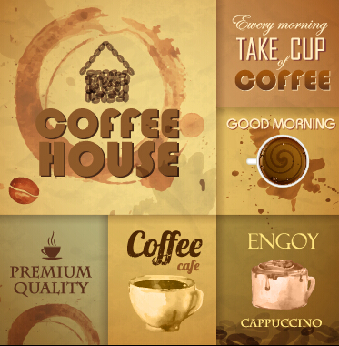 Retro design coffee menu cover vector 02 Retro font menu cover coffee   
