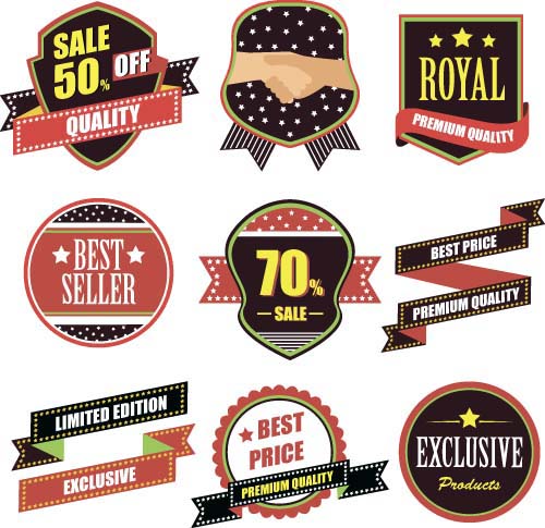 Premium quality with sale labels and badge vector 02 sale quality premium labels badge   