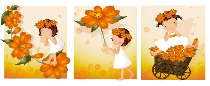 Elements of girl orange daisy master Vector orange master girl daisy   