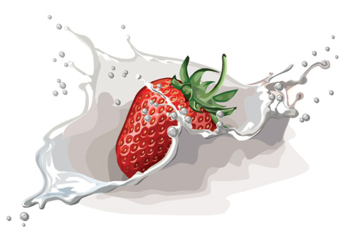 Fresh strawberries and milk design vector 01 strawberries fresh berries   