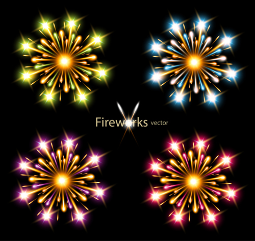 Colorful fireworks holiday illustration vector set 03 holiday Fireworks firework colorful   