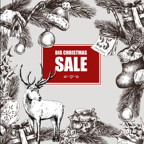 2016 Christmas big sale hand drawn vector 06 sale hand drawn christmas 2016   