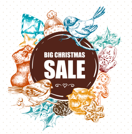 2016 Christmas big sale hand drawn vector 01 sale hand drawn christmas 2016   