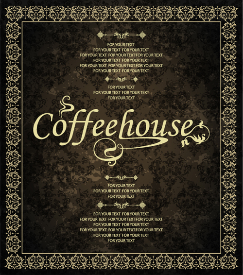 Vintage golden coffee house menu design vector 03 menu house golden coffee   