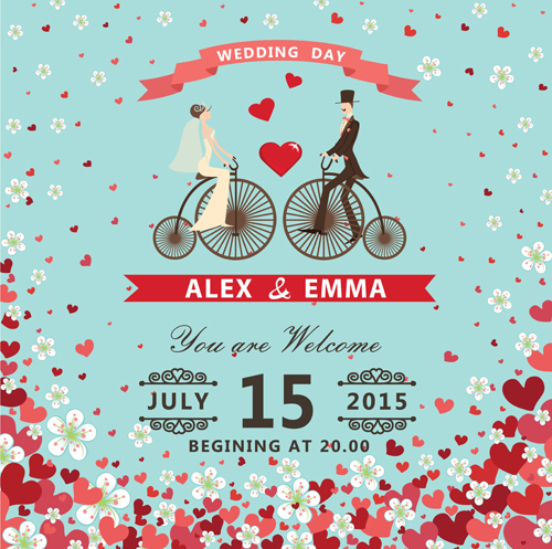 Romantic wedding cards retro style vector 03 wedding card wedding romantic Retro style cards   