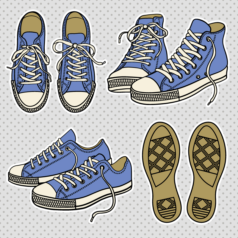 Vintage canvas shoes vector material vintage shoes material canvas shoes canvas   