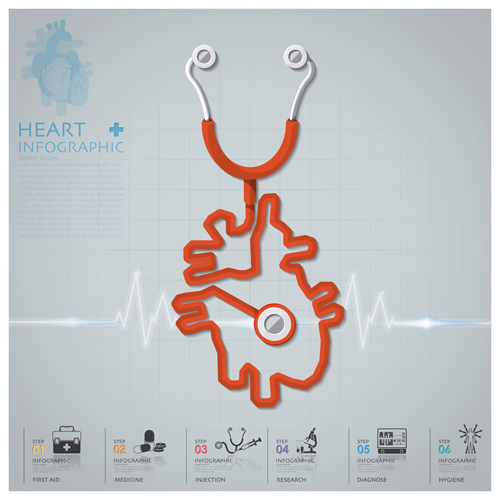 Health and Medical infographic with Stethoscope vector 04 stethoscope medical infographic health   