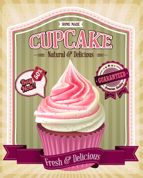 Cupcake retro poster vector 01 poster cupcake   