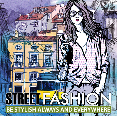 Street stylish everywhere hand drawing background vector 19 stylish street Hand drawing background   