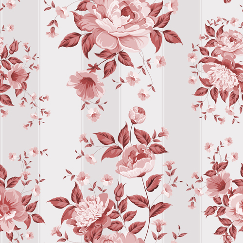 beautiful flowers with vintage seamless pattern vector 02 seamless pattern Beautiful flowers   